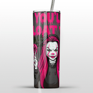 Killer Clowncore Pink Floral Halloween Stainless Steel Tumbler