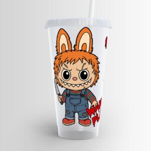 Labubu Horror Doll Halloween Plastic Cold Cup