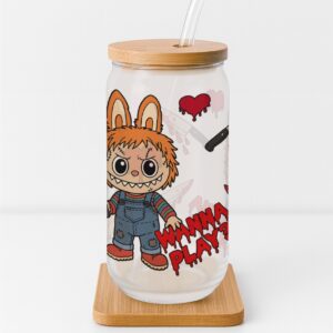 Labubu Horror Doll Halloween Frosted Glass Cup