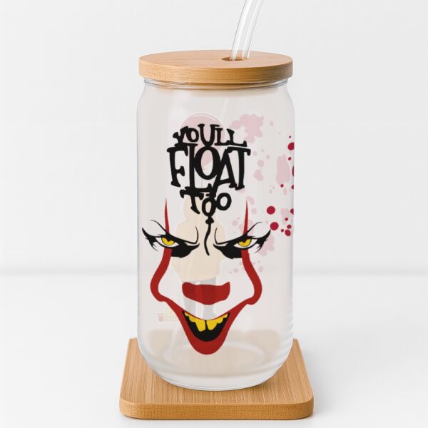 You’ll Float Too Creepy Clown Halloween Frosted Glass Cup