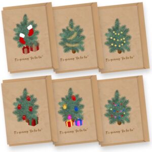 'It's Giving Fa La La' Trees Christmas Holiday Cards Set of 6