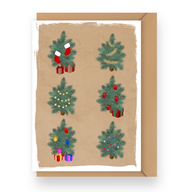 Cozy Tiny Trees Christmas Holiday Card