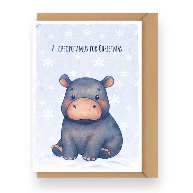 A Hippopotamus for Christmas Holiday Card