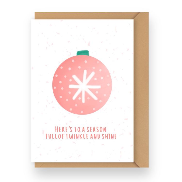 Soft & Sweet Pink Christmas Holiday Cards Set of 6 - Image 7