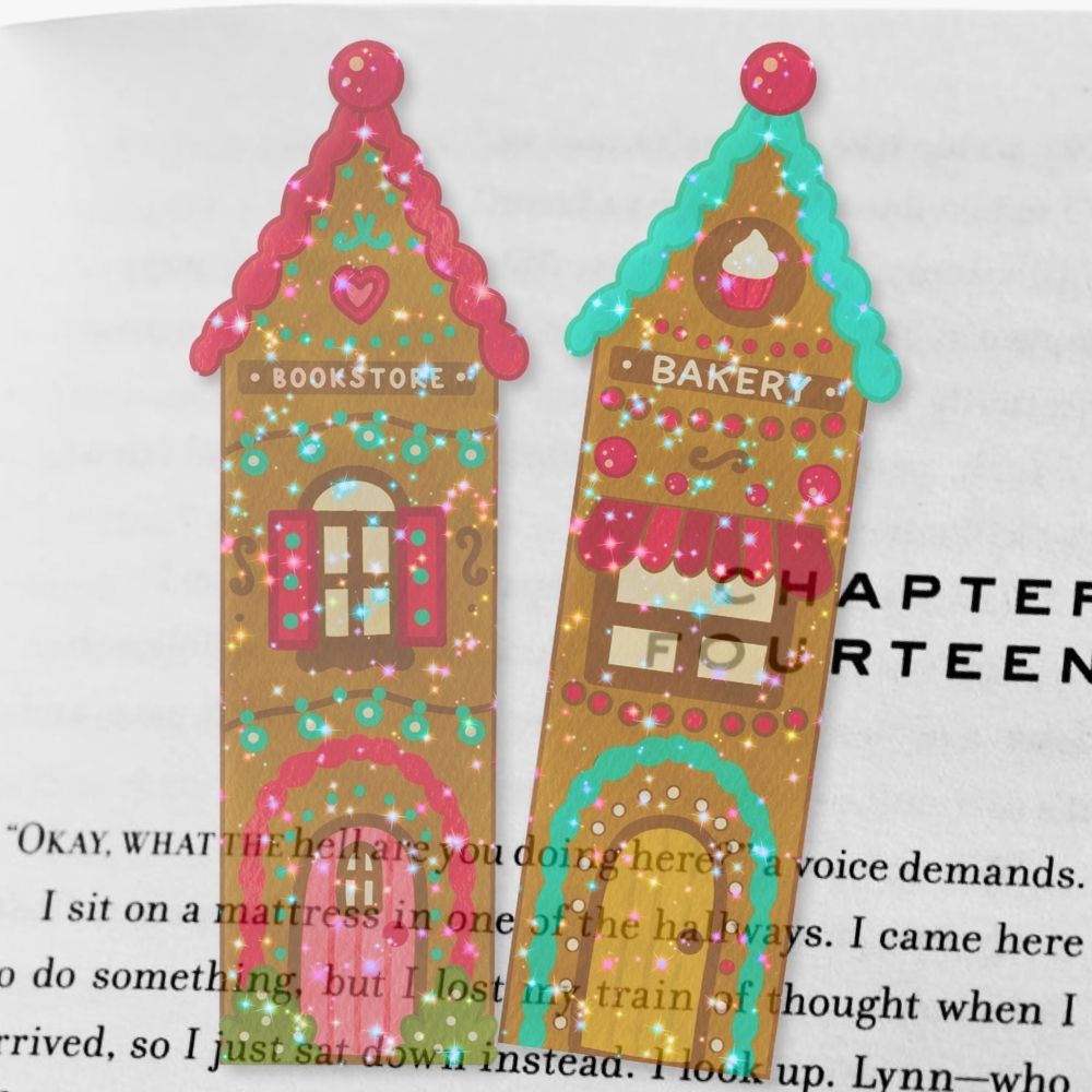 Gingerbread Booktown Transparent Bookmarks