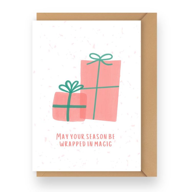 Soft & Sweet Pink Christmas Holiday Cards Set of 6 - Image 10