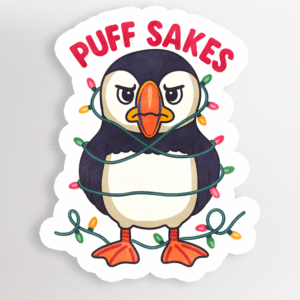 Puff Sakes Festive Christmas Puffin Sticker