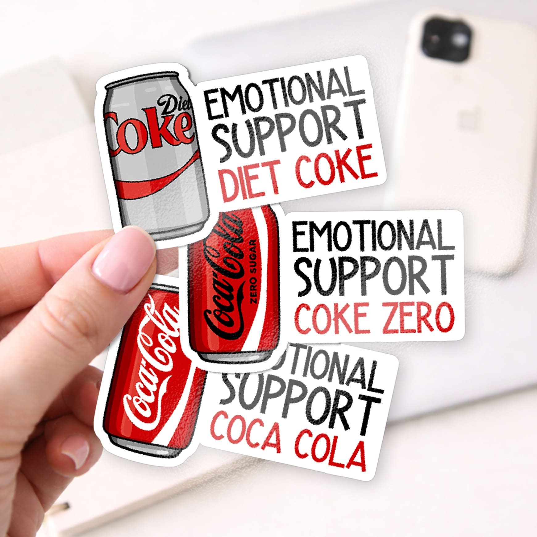 Emotional Support Diet Coke, Coca Cola, Coke Zero Stickers - Image 3