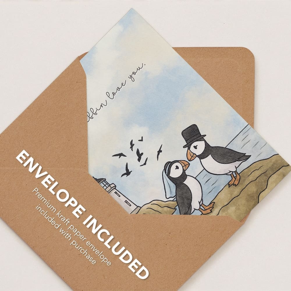 'I Puffin Love You' Watercolour Style Card - Image 4