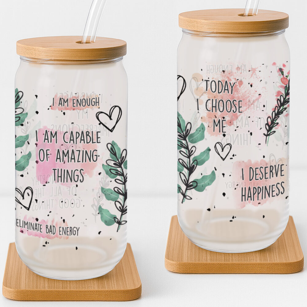 Inspirational Boho Frosted Glass Cup
