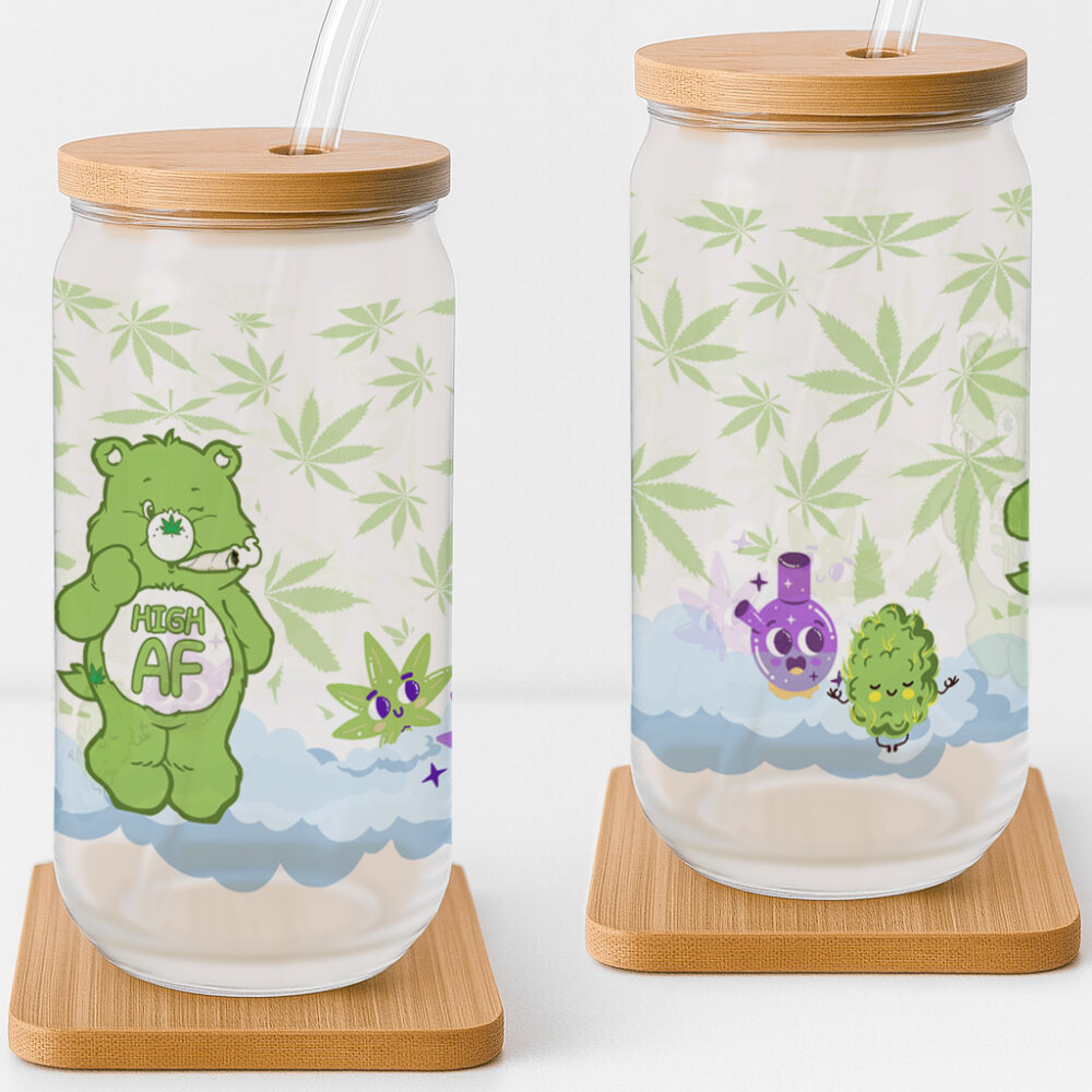 High AF Care Bear Frosted Glass Cup