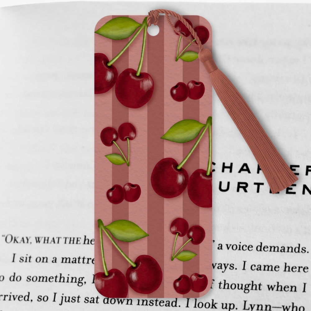'Sweet Reads' Cherry Watercolour Double-Sided Bookmark